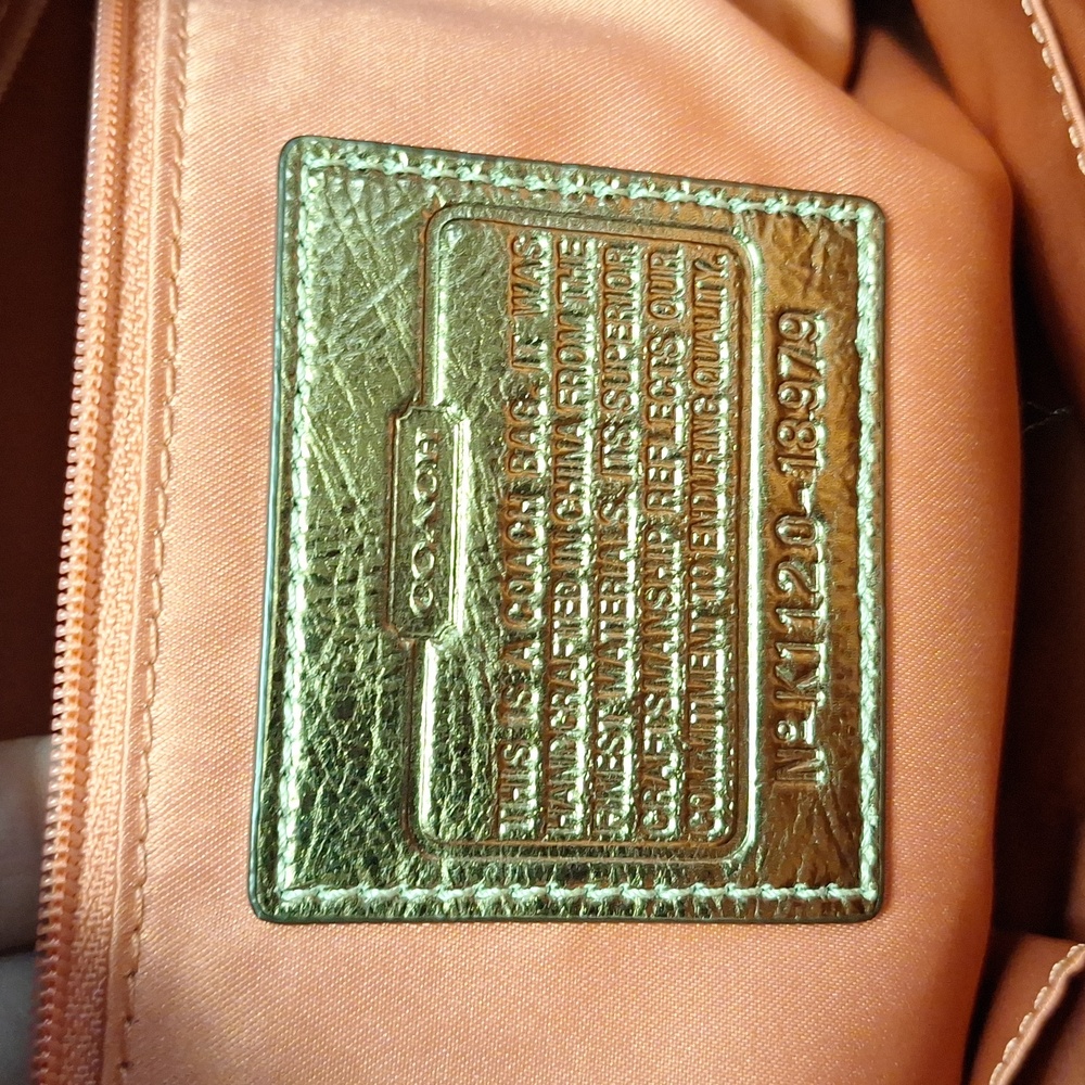 Coach Signature C Beige and Bronze Tote with Gold Shimmer - Picture 11 of 13